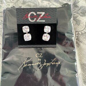 NEW CZ by Kenneth Jay Lane, Double Cushion Drop Earrings